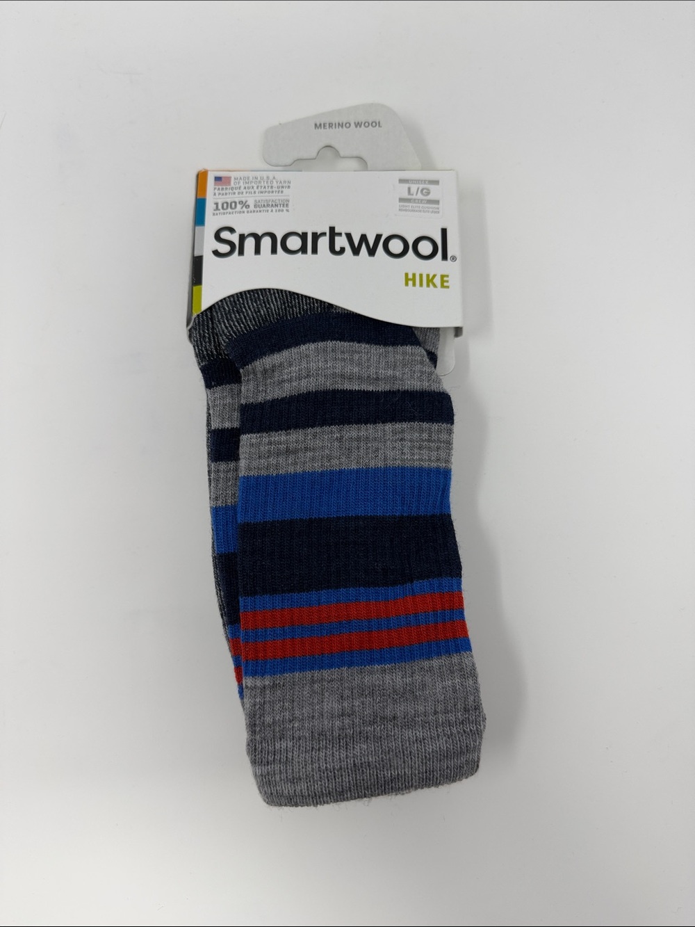 Smartwool Unisex Crew Hiking Socks - Light Gray - Large (Men's 9-11.5) - NWT